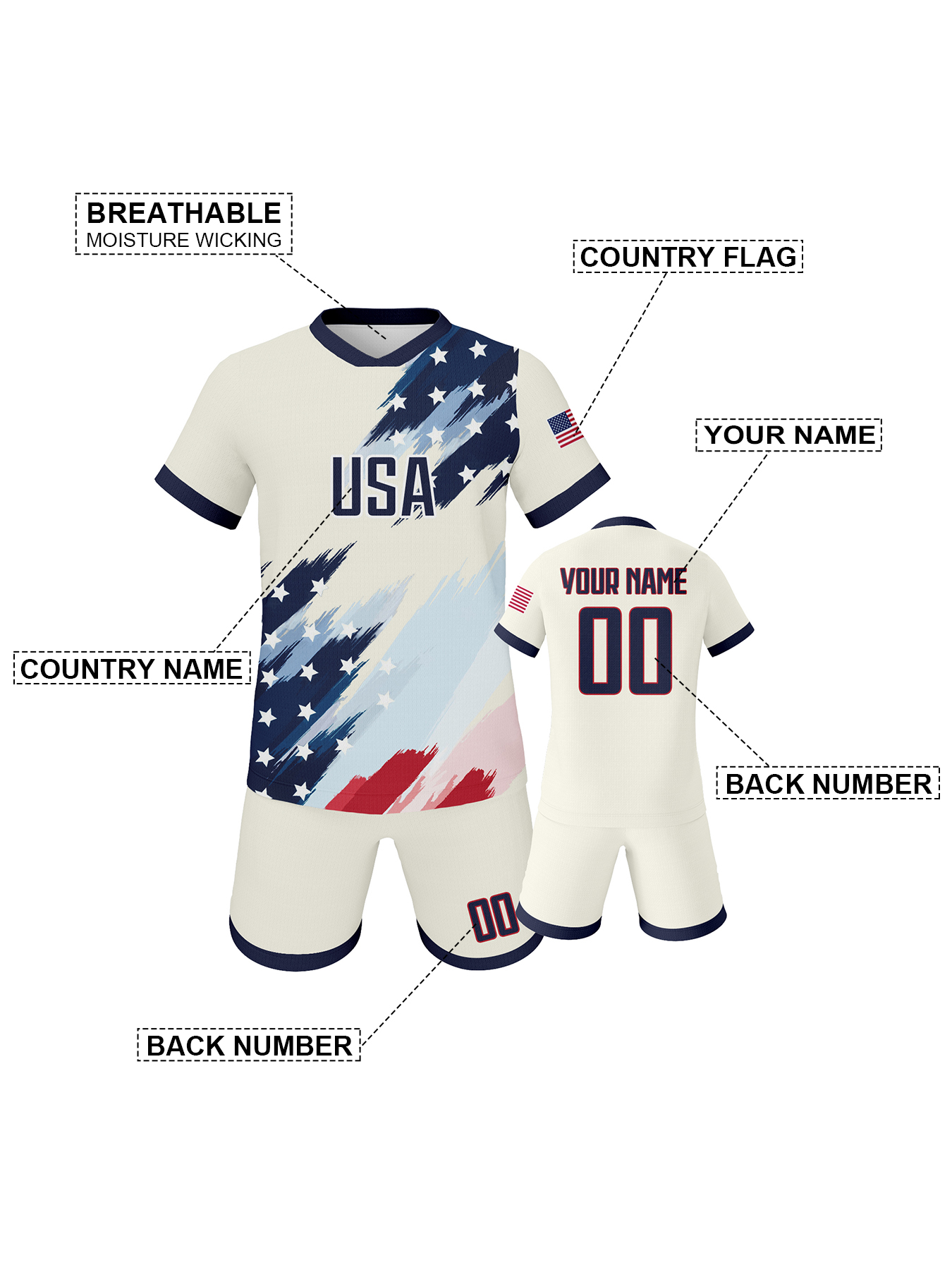 Kids Custom Usa Soccer Kit Per - Sports Equipment For Boys avaliação e preço