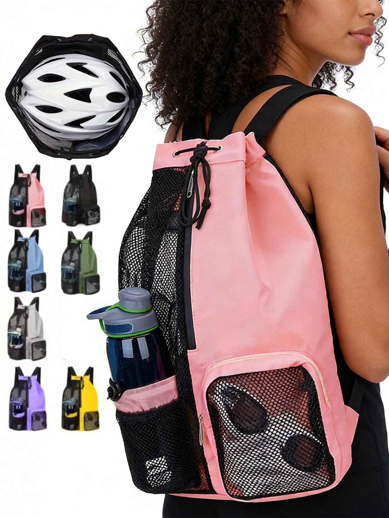 Mesh Drawstring Backpack With  - Sports Equipment In School avaliação e preço