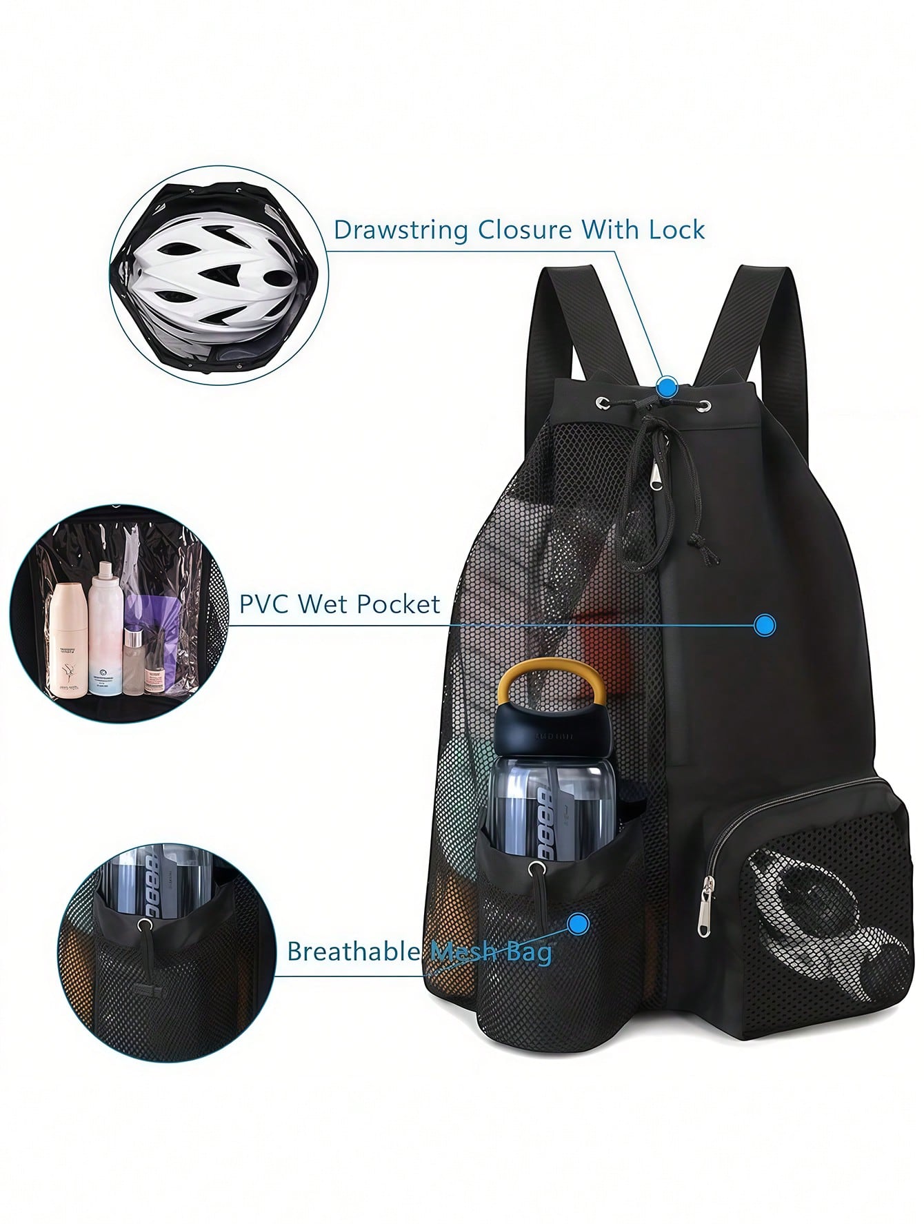 Mesh Drawstring Backpack With  - Sports Equipment In School avaliação e preço